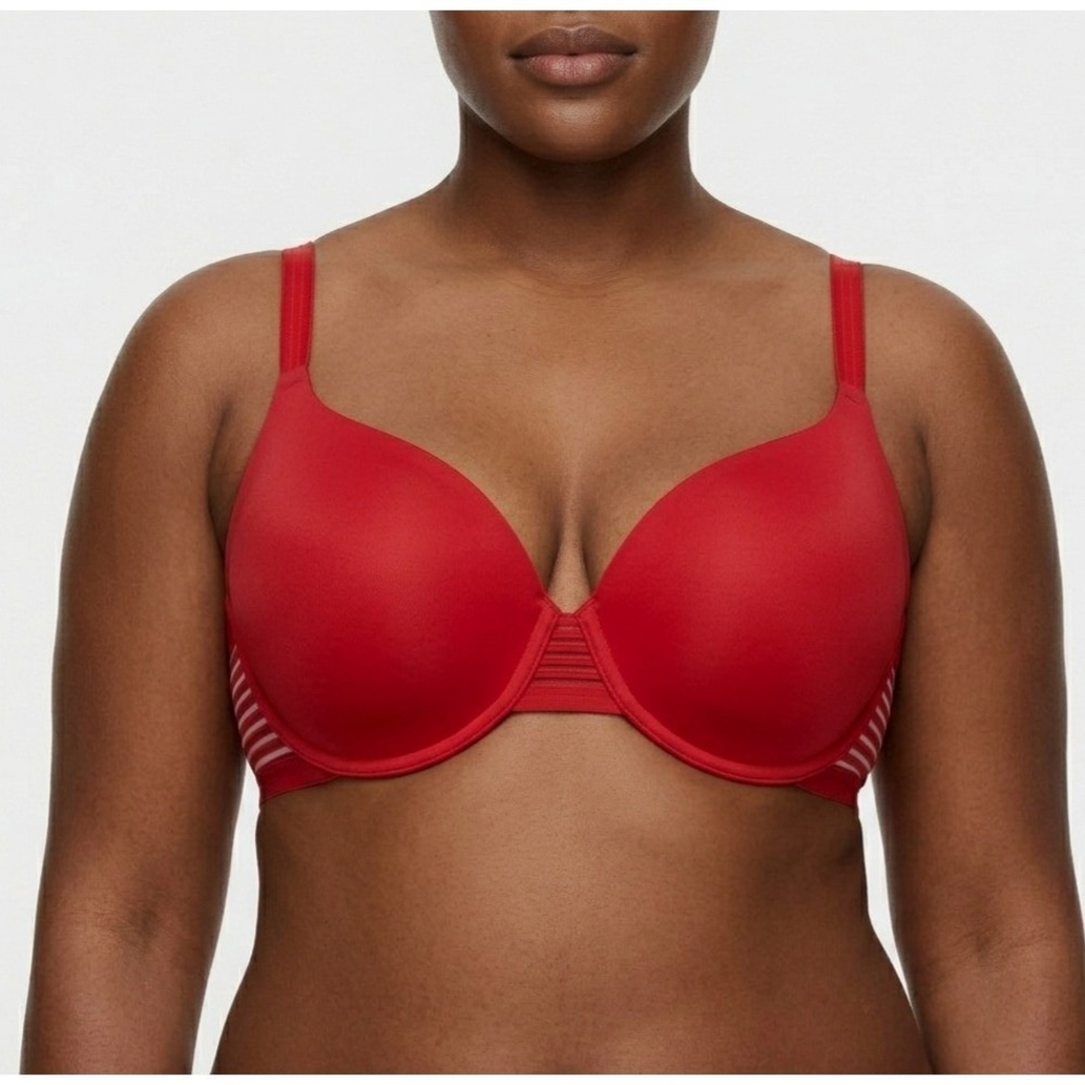 Le Mystere Modern Mesh Full Fit Underwire Bra 38DDD/F Red Molded Cup 7066